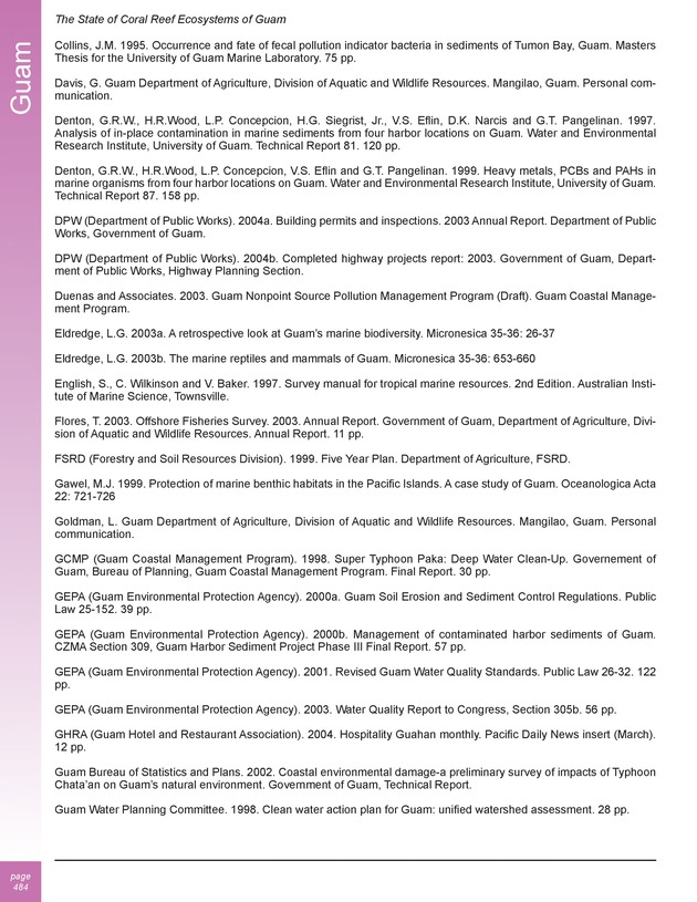 The state of coral reef ecosystems of the United States and Pacific freely associated states : 2005 - Page 484