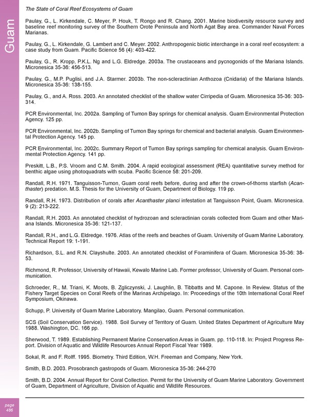 The state of coral reef ecosystems of the United States and Pacific freely associated states : 2005 - Page 486