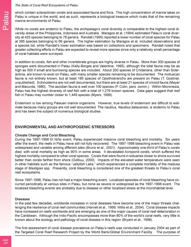 The state of coral reef ecosystems of the United States and Pacific freely associated states : 2005 - Page 490