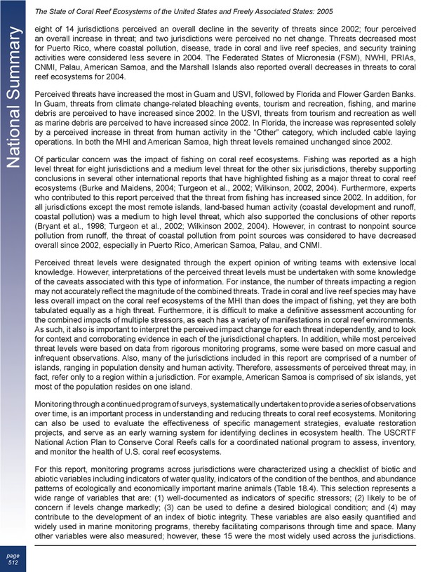 The state of coral reef ecosystems of the United States and Pacific freely associated states : 2005 - Page 512