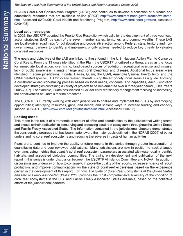 The state of coral reef ecosystems of the United States and Pacific freely associated states : 2005 - Page 520