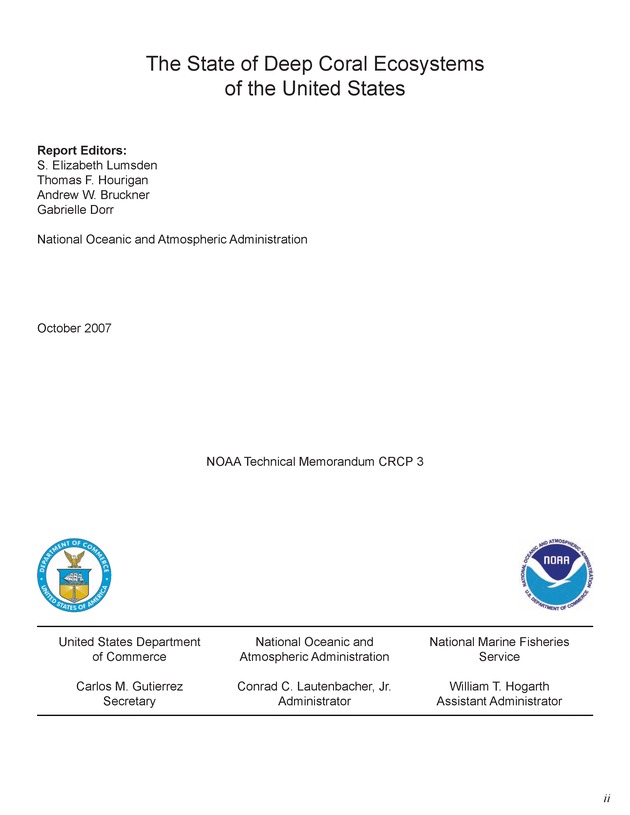 The state of deep coral ecosystems of the United States : 2007 - Page ii