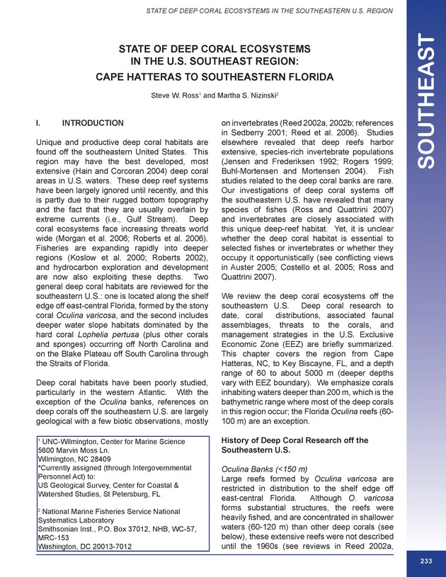 The state of deep coral ecosystems of the United States : 2007 - Page 233