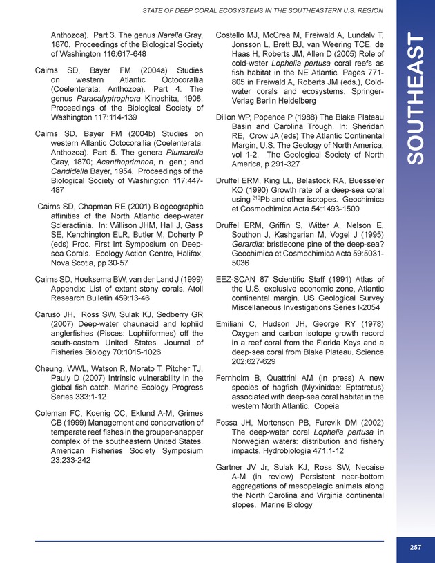 The state of deep coral ecosystems of the United States : 2007 - Page 257