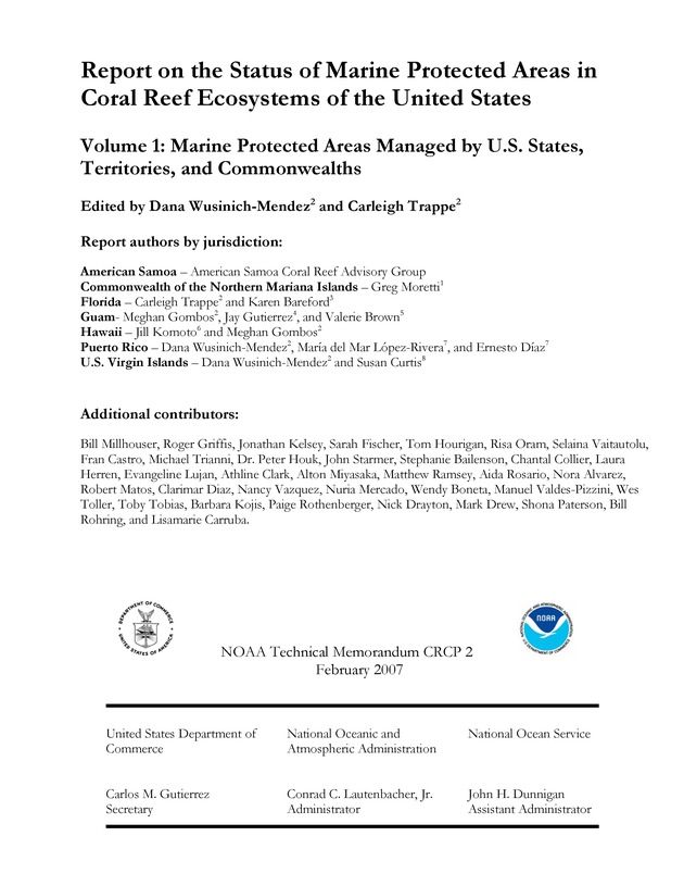 Marine protected areas managed by U.S. states, territories, and commonwealths - Title Page