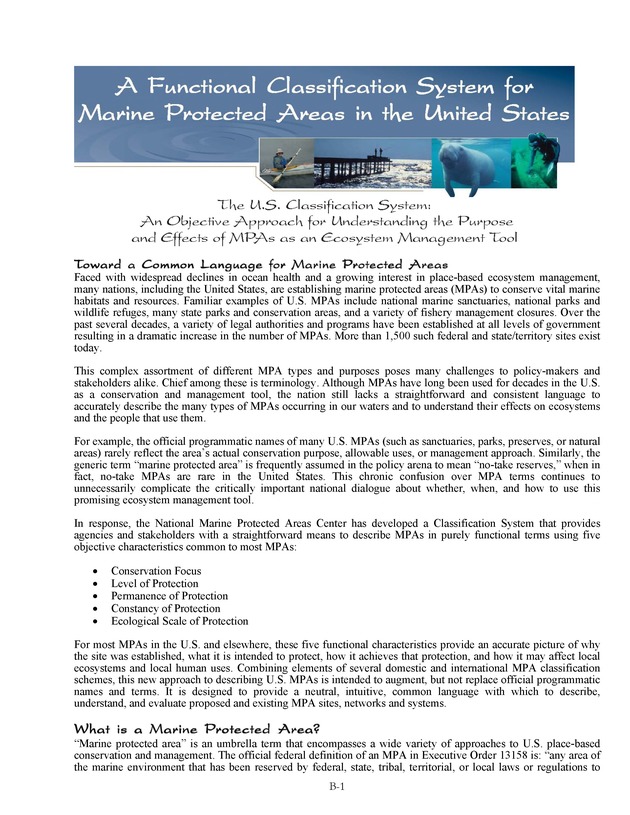 Marine protected areas managed by U.S. states, territories, and commonwealths - Page B-1