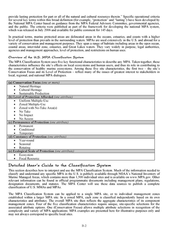 Marine protected areas managed by U.S. states, territories, and commonwealths - Page B-2