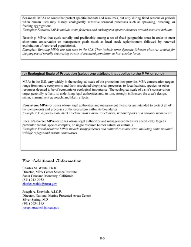Marine protected areas managed by U.S. states, territories, and commonwealths - Page B-5