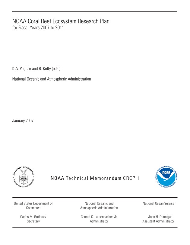 Coral reef ecosystem research plan for fiscal years 2007-2011 - Page ii