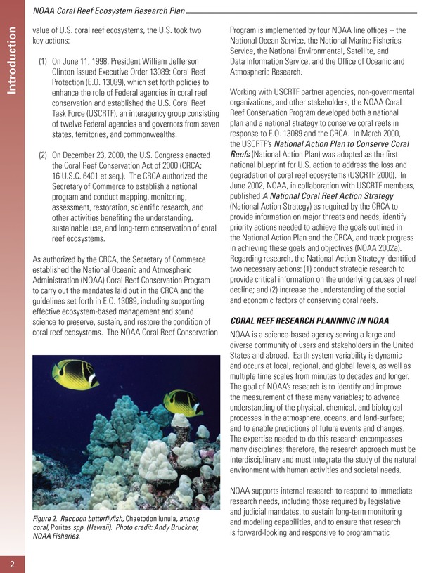 Coral reef ecosystem research plan for fiscal years 2007-2011 - Page 2