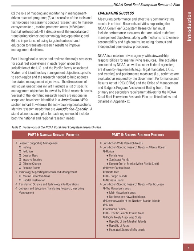 Coral reef ecosystem research plan for fiscal years 2007-2011 - Page 7