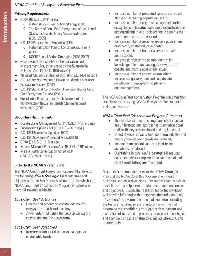 Coral reef ecosystem research plan for fiscal years 2007-2011 - Page 8