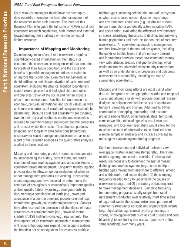 Coral reef ecosystem research plan for fiscal years 2007-2011 - Page 10