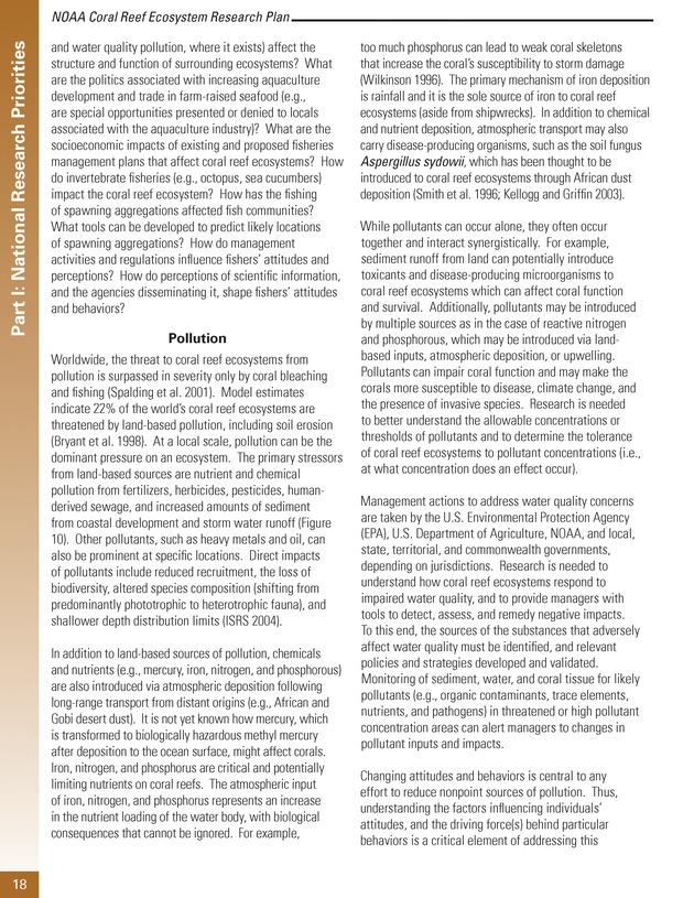 Coral reef ecosystem research plan for fiscal years 2007-2011 - Page 18