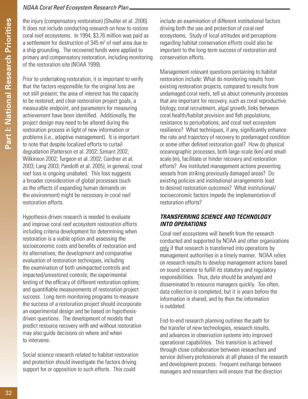 Coral reef ecosystem research plan for fiscal years 2007-2011 - Page 32