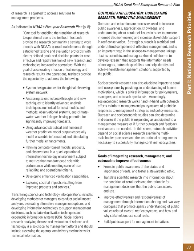 Coral reef ecosystem research plan for fiscal years 2007-2011 - Page 33