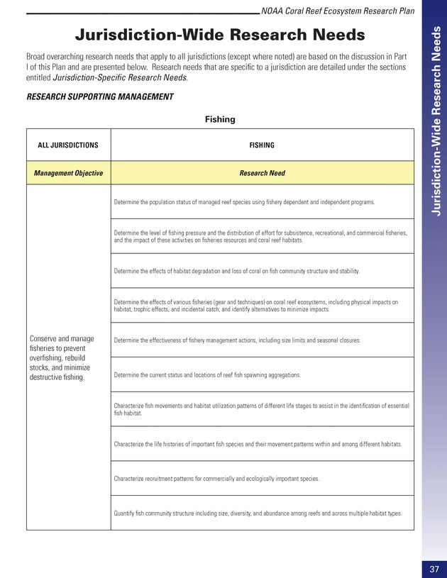 Coral reef ecosystem research plan for fiscal years 2007-2011 - Page 37