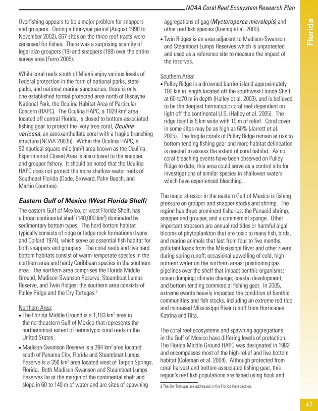 Coral reef ecosystem research plan for fiscal years 2007-2011 - Page 47