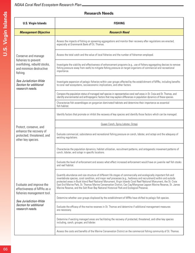 Coral reef ecosystem research plan for fiscal years 2007-2011 - Page 66