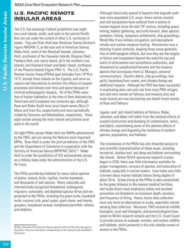 Coral reef ecosystem research plan for fiscal years 2007-2011 - Page 100