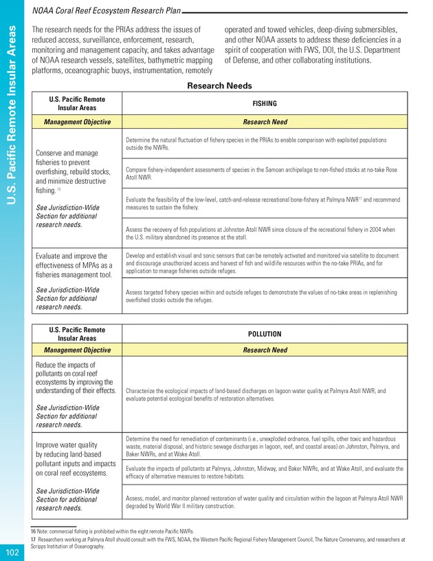 Coral reef ecosystem research plan for fiscal years 2007-2011 - Page 102