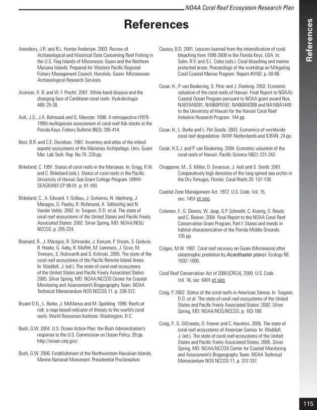 Coral reef ecosystem research plan for fiscal years 2007-2011 - Page 115