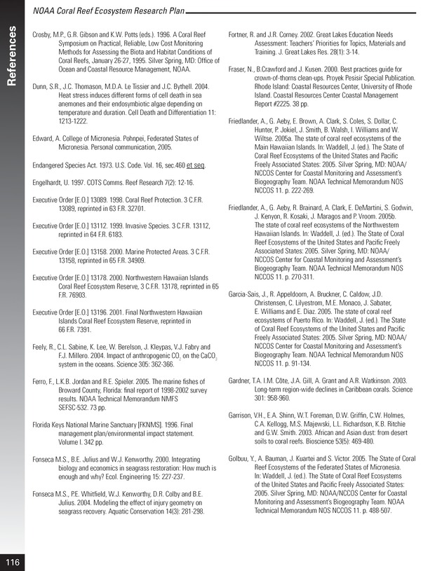 Coral reef ecosystem research plan for fiscal years 2007-2011 - Page 116