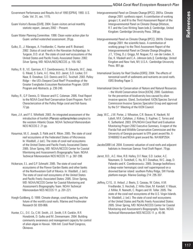 Coral reef ecosystem research plan for fiscal years 2007-2011 - Page 117