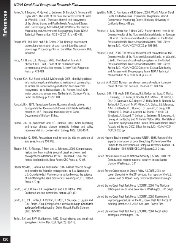 Coral reef ecosystem research plan for fiscal years 2007-2011 - Page 120