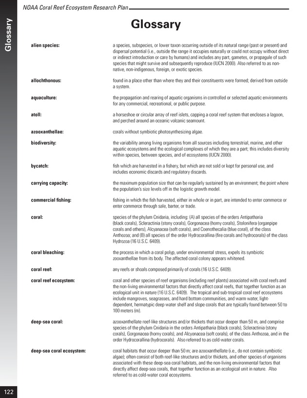 Coral reef ecosystem research plan for fiscal years 2007-2011 - Page 122