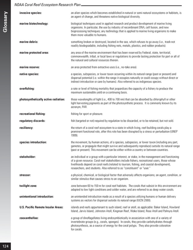 Coral reef ecosystem research plan for fiscal years 2007-2011 - Page 124