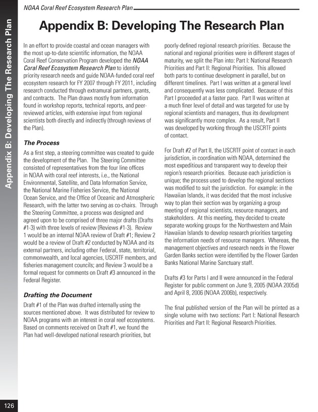 Coral reef ecosystem research plan for fiscal years 2007-2011 - Page 126