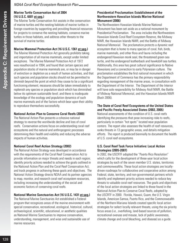 Coral reef ecosystem research plan for fiscal years 2007-2011 - Page 128