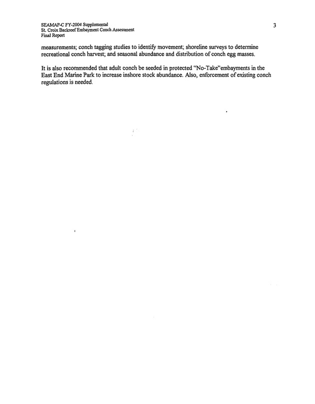 Assessment of conch densities in backreef embayments on the northeast and southeast coast of St. Croix, U.S. Virgin Islands - Page 3