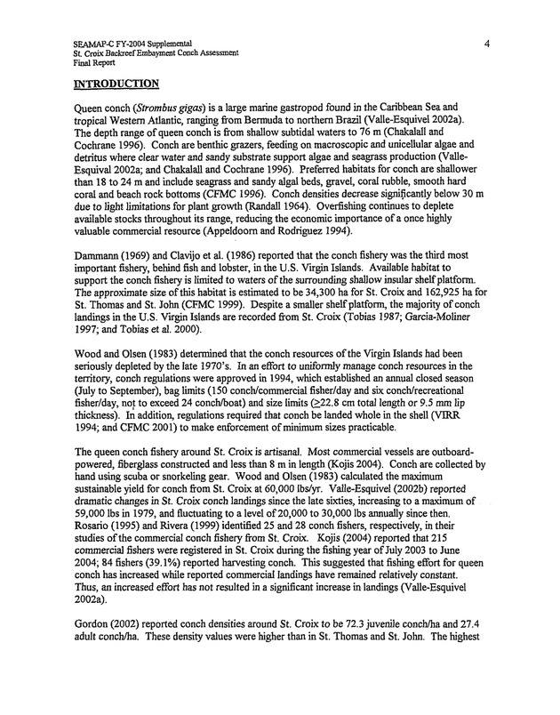 Assessment of conch densities in backreef embayments on the northeast and southeast coast of St. Croix, U.S. Virgin Islands - Page 4