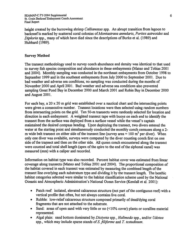 Assessment of conch densities in backreef embayments on the northeast and southeast coast of St. Croix, U.S. Virgin Islands - Page 6