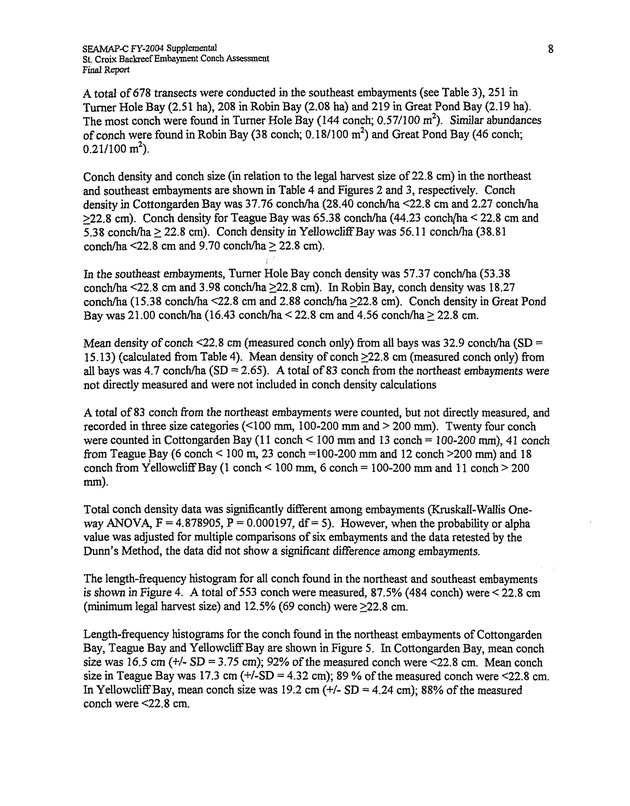 Assessment of conch densities in backreef embayments on the northeast and southeast coast of St. Croix, U.S. Virgin Islands - Page 8