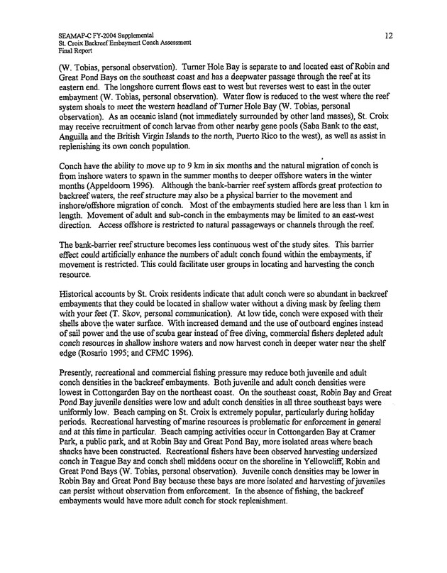 Assessment of conch densities in backreef embayments on the northeast and southeast coast of St. Croix, U.S. Virgin Islands - Page 12