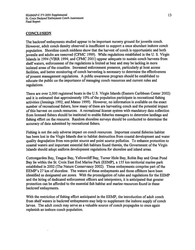 Assessment of conch densities in backreef embayments on the northeast and southeast coast of St. Croix, U.S. Virgin Islands - Page 13