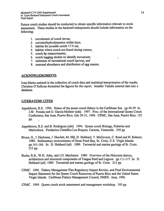 Assessment of conch densities in backreef embayments on the northeast and southeast coast of St. Croix, U.S. Virgin Islands - Page 14