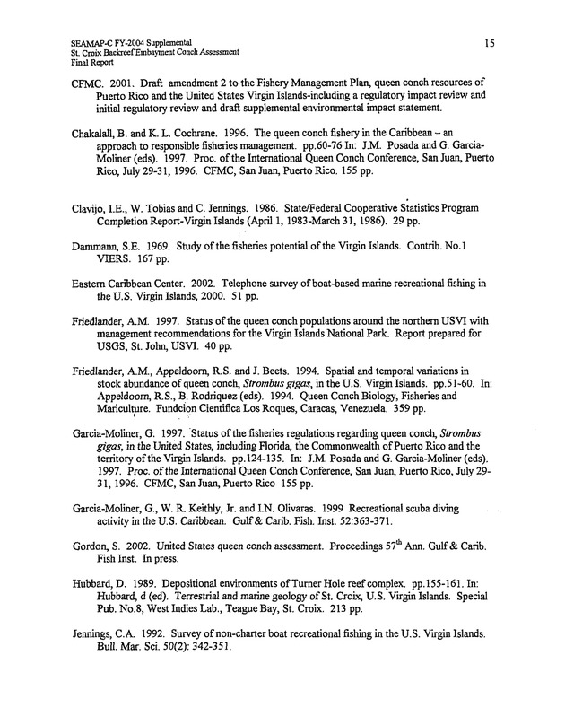 Assessment of conch densities in backreef embayments on the northeast and southeast coast of St. Croix, U.S. Virgin Islands - Page 15