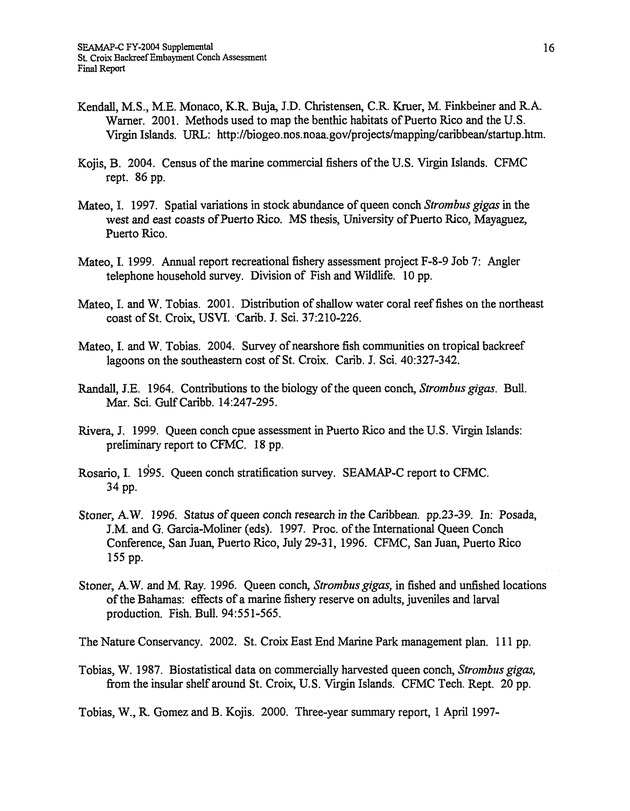 Assessment of conch densities in backreef embayments on the northeast and southeast coast of St. Croix, U.S. Virgin Islands - Page 16