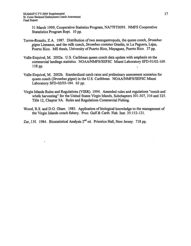 Assessment of conch densities in backreef embayments on the northeast and southeast coast of St. Croix, U.S. Virgin Islands - Page 17