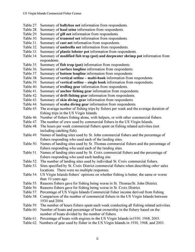 Census of the marine commercial fishers of the U.S. Virgin Islands - Page ii