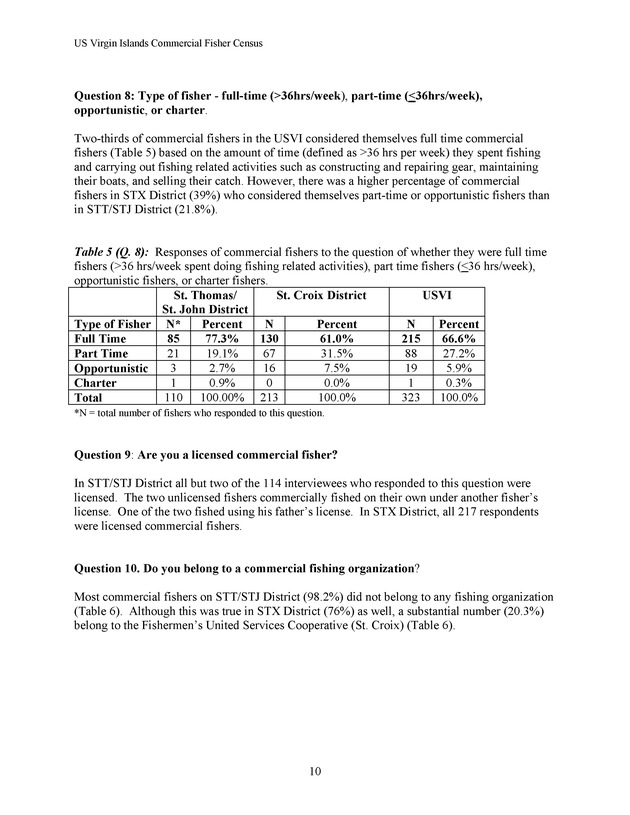 Census of the marine commercial fishers of the U.S. Virgin Islands - Page 10