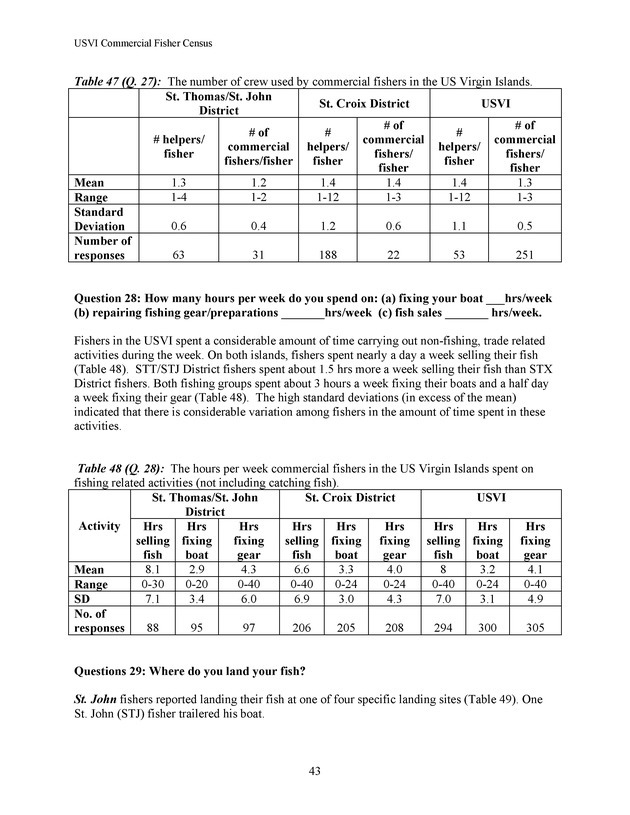 Census of the marine commercial fishers of the U.S. Virgin Islands - Page 43