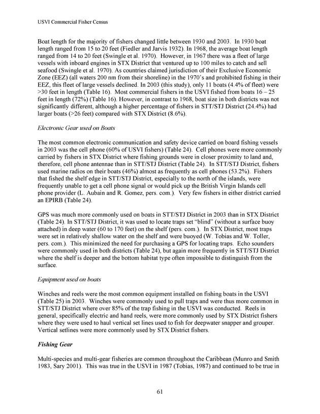 Census of the marine commercial fishers of the U.S. Virgin Islands - Page 61