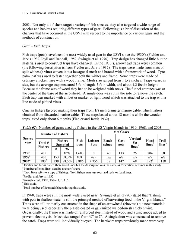 Census of the marine commercial fishers of the U.S. Virgin Islands - Page 62