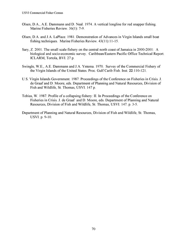 Census of the marine commercial fishers of the U.S. Virgin Islands - Page 70