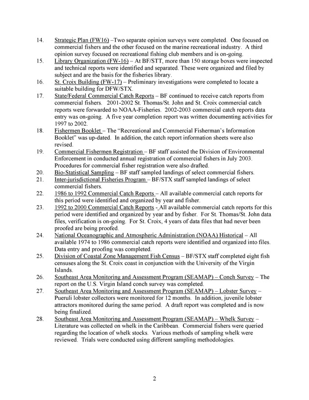 DIVISION OF FISH AND WILDLIFE ; FY2003 DFW ACCOMPLISHMENTS - Page 2